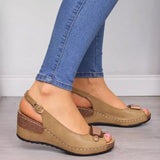 Summer 2025 Summer Slope High Heel Fish Mouth Buckle Sandals Women 40-43 Large Shoes Slope Sandals HZ0115