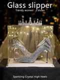 Golden High-Heeled Women 2025 New Design Small-Sized Photos Crystal Show Wedding Dress Two-Wear Wedding Shoes Bridal Shoes HZ0115