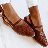 2025 Summer New Women's Shoes Flat Shoes 40-43 Large-Size Shoes Tip Weaving Women's Shoes HZ0115