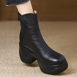 8.5Cm Small Thick-Bottomed Leisure Boots Round Head Zipper Ultra-High And Temperament Warm And Comfortable Chelsea Boots HZ0115