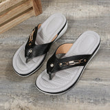 Spring And Summer Large-Size Clip Slippers Women's Slope And Thick-Soled Beach Shoes Flip-Flops HZ0115
