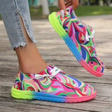 2025 New Large-Size Lace With Color Low-Top Single Shoes Women Graffiti Slacker Canvas Flat-Soled Single Shoes HZ0115