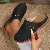 2025 Summer New Women's Baotou Thick-Bottom Slippers Large-Size Round Head Back Empty Casual Slippers HZ0115