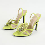 Women's Three-Dimensional Floral Decoration After The Ankle With Round Head Fine High Heel Sandals Party High Heels HZ0115