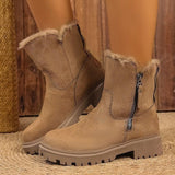 Snow Boots Autumn And Winter New Large Size Side Zip Hair Anti-Slip Waterproof Plus Thick Low-Tight Cotton Shoes HZ0115