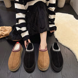 2025 New Lazy Shoes Thick-Soled Pine Cream Wool Shoes Hairy Shoes Large Size Wearing Warm Fashion Side Of The Female Cotton Drag HZ0115