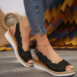 2025 New Summer Women's Slope Sandals Large Thick Bottom Slope And Fish Mouth Sandals Belt Buckle HZ0115