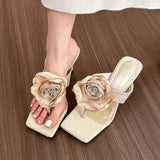 New Chinese Flower High-Heeled Sandals Women 2025 Spring And Summer New Clip Fine And Cool Slippers Women HZ0115