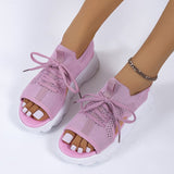 Large-Size Sports Sandals Women 2025 Summer New Thick-Soled Flying Soft Base Leisure Flat Bottom Hollow Fish Mouth Beach Sandals HZ0115