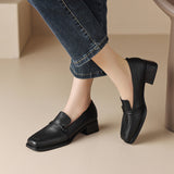 Giant Light ~ Fang Head Lefu Shoes Women Retro English Small Leather Shoes New Heel Single Shoes HZ0115