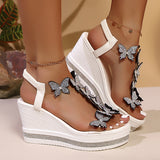 2025 Summer New Large-Size Women's Sloping Sandals Bow Set Pine Cake Water Drill Bottom Fish Mouth Sandals HZ0115
