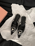 Small Fragrant High-Heeled French Bag Head Half Slippers Fairy Shoes Wear 2025 New Summer Temperament Pointy Single Shoes HZ0115