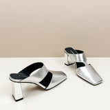 Hundred Thick Heel Back Empty Bag Head Half Slippers Women Wearing Square High Heel Sandals A Foot Pedaling Muller Cool Drag HZ0115