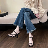 French Fine-Heeled Temperament Silver Cool Slippers Fairy Shoes Wear 2025 New Summer Small High Heels Sandals HZ0115