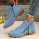 2025 Female Pointed Thick Side Zipper Women's Short Boots Autumn And Winter New Large-Size Velvet Short Boots HZ0115