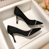 Design Sense Single Shoes Fine Heel New Pointed Small High Heels 2025 Spring And Autumn Heel Squint Small Women's French Women Shoes HZ0115