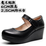 White High-Slope Single-Shoe Round Cheongsam Shoes Shallow Walking Shoes Waterproof Table Thick-Soled Size 43 Magic Sticker Women's Shoes HZ0115