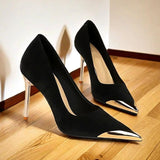 Light-Mouthed One-Shoe Temperament High Heels 2025 Summer New Famous Wind French Metal Tip Fine Heel High Heels Women HZ0115