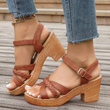 Sandals Women In The Summer Of 2025 New Korean Version Of The Fish Mouth Coarse Buckle With Large-Size High-Heeled Sandals HZ0115