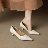 French Retro Pointed Single Shoes Women Soft Leather Fine Heel Temperament Shallow High-Heeled Shoes HZ0115