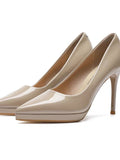 Thick-Bottomed Waterproof Waterproof Leather Tip-Skin Banquet Single-Shoe Women 2025 Autumn New 10Cm Fine Heel Ultra-High Heels HZ0115
