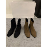 Rough Velvet Korean Small Ankle Boots Women's Shoes 2025 New Autumn And Winter Martin Boots Slim Skinny Short Boots HZ0115
