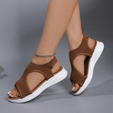 Large-Size Sandals Women 2025 Summer New Thick Bottom Slope With Fish Mouth Net Breathable Lady Wearing Sandals HZ0115