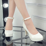 Painted Leather High Heel Professional OL Waterproof Table Shallow Single Shoes Women's High Heels Women's High-Size Shoes Fine High Heel HZ0115