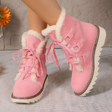 Large-Size Snow Boots Women 2025 Autumn And Winter New Velvet Thick Tie Thick Cotton Boots Women HZ0115