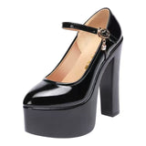 Painted Leather Tip Tip 15CM Catwalk Ultra-High Heel Women's Thick-Sed Waterproof Table Single Shoe With Shallow Model Performance Shoes HZ0115