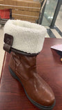Wish Winter New Round Head Pu Flat Bottom Rollover Lady Size Short Boots 34-43 HZ0115