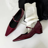 British Wind Patent Leather Tip Commuting High Heel Shoes Single Shoes To Increase The Word Buckle Temperament Mary Precious Shoes HZ0115