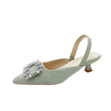 Baotou Sandals Women's 2025 New French Gentle Water Diamond Head After Tripling Coarse Heel High Heel High Heel Shoes HZ0115