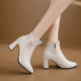 Fashion Short Boots High And Women's Boots Autumn Winter Rough And Fashion Water Drill Pendant Middle-Naught Mother Leather Boots Large Size Boots HZ0115