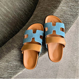 2025 Summer New Thick Bottom Cool Slippers Large-Size Magic Sticker Outside Wearing Casual Women's Shoes HZ0115