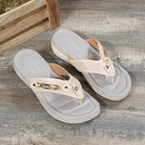 Spring And Summer Large-Size Clip Slippers Women's Slope And Thick-Soled Beach Shoes Flip-Flops HZ0115