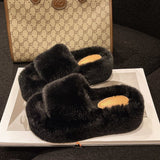 7Cm Thick-Bottomed Fur Slippers Wearing Autumn New Fashion Slope And Loose Cake Bottom-Size Cotton Slippers HZ0115