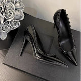 Rival Black High Heels Women 2025 New Sharp Head Light-Healed French Temperament Professional Patent Leather Single Shoes HZ0115