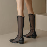 2025 New Spring And Summer Long Boots And Net Boots Empty Cool Boots Summer Breathable Mesh Yarn Long Boots HZ0115