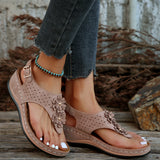 2025 New Summer Slopes Sandals Flower Clip And Beach Sandals Solid Color Large Size HZ0115
