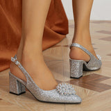 Lady Gleet Pearl Head Sharp Head Coarse Heeled Swel Shoes Silver High Heels HZ0115