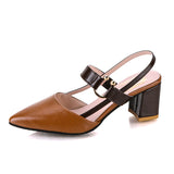 2025 Spring And Summer New Single-Shoe Women's Sharp Head Thick-Heeled Women's Shoes Heeled High Heels Hollow Women's Sandals HZ0115