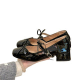 Naipa Gentle Sweet Beans! Temperament Round Head Bow With Mary Jane Shoes Women's Light Mouth Coarse Single Shoes HZ0115