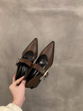 Sharp High-Heeled Black Mary Jane Single Shoes Women's Shoes 2025 New Spring And Autumn Winter French Retro Small Leather Shoes HZ0115