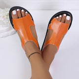Flat-Soled Sandals Women 2025 Summer New Round Toe Side Empty Bag Behind The Back To Wear Large-Size Sandals HZ0115