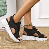 Large-Size Sports Sandals Women 2025 Summer New Thick-Soled Flying Soft Base Leisure Flat Bottom Hollow Fish Mouth Beach Sandals HZ0115