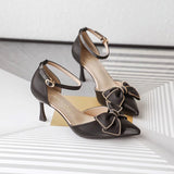 Sharp-Headed Bridesmaid Shoes Summer 2025 New Famous Temperament High Heels Fine Heel Sweet Bow Bow Head Sandals Woman HZ0115