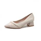 Pearl Light Mouth Apricot High Heels Women 2025 New Spring And Autumn Korean Version Of The Commuting Pointy Thick Heel Single Shoes HZ0115
