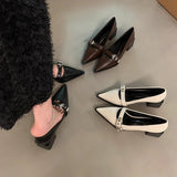 In The Autumn Of 2025, The New Pointed Leather Shoes Women's Shoes Coarse Heel French Fashion Small Small Mouth Thick Heel Single Shoes Women HZ0115