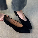 Commuting Scrub Skin Simple One Foot Pedal Single Shoes Women's Shallow Head Retro Coarse Granny Shoes HZ0115
